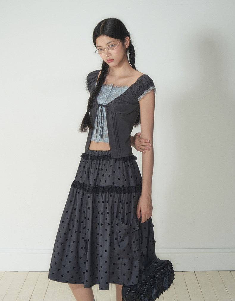 Fake Two-piece Floral Lace Top SOO0019
