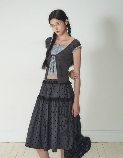 Fake Two-piece Floral Lace Top SOO0019