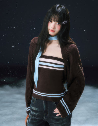 Brown Two-piece Layered Sweater WEE0103