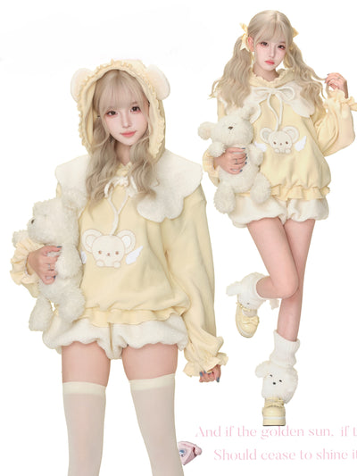 Creamy Bear Yellow Sweatshirt/Shorts SER0195
