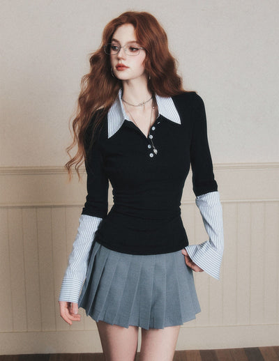Fake Two-piece Polo Collar Shirt LUL0190