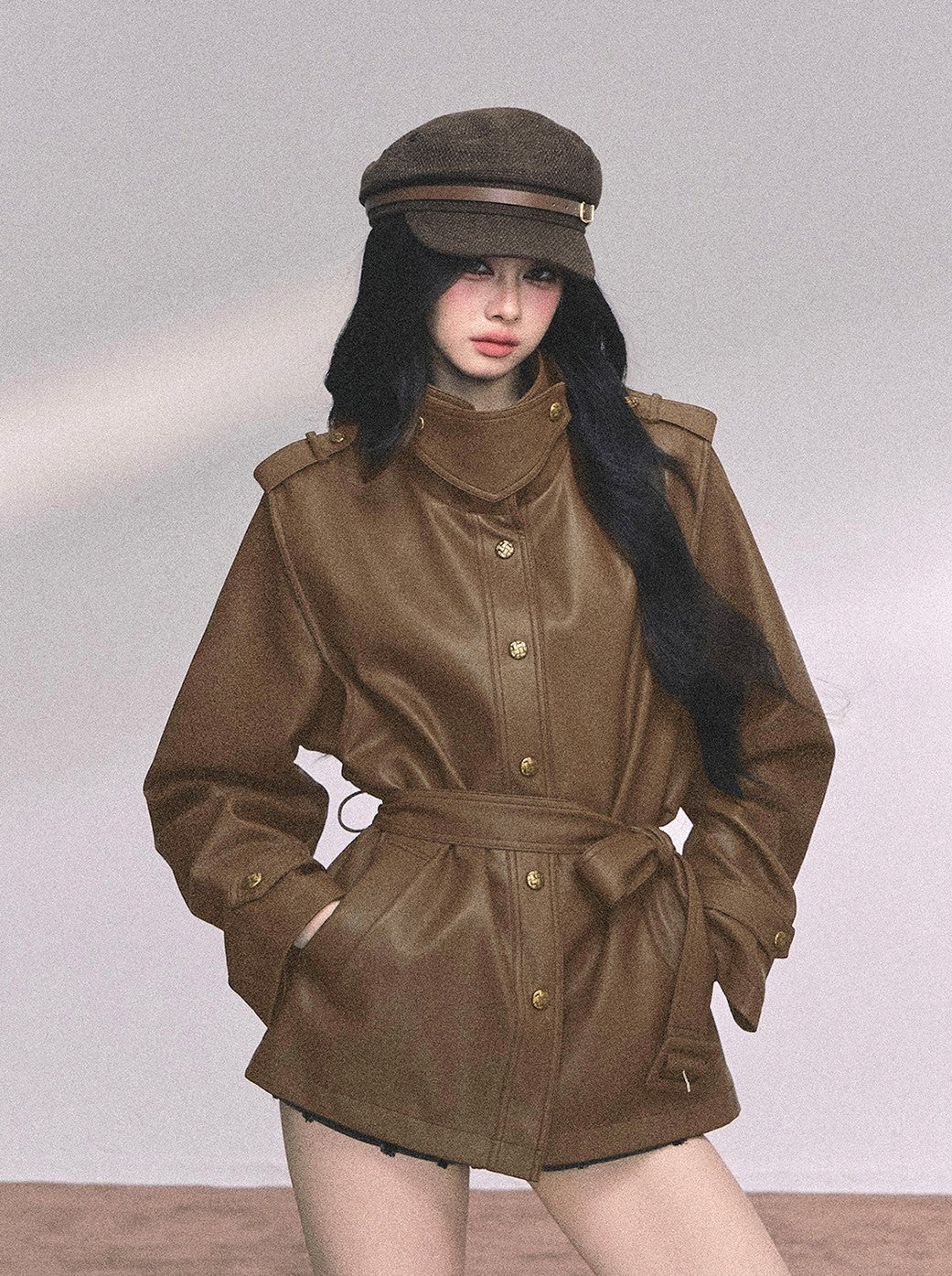 American Style Leather Stand Collar Jacket DIA0653