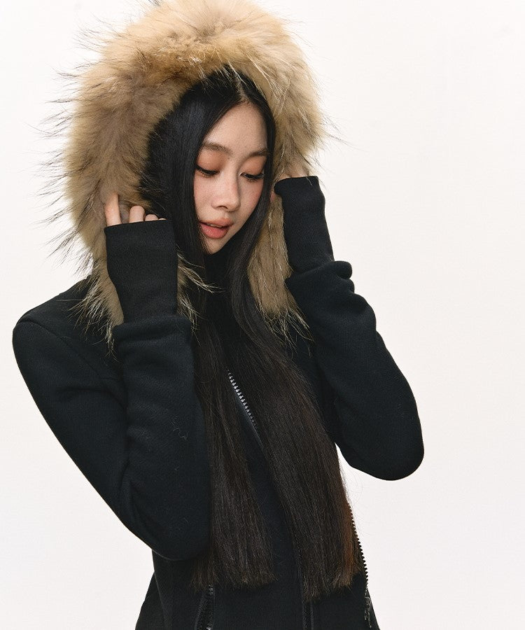 Fur Collar Hooded Sweatshirt Jacket ANA0102