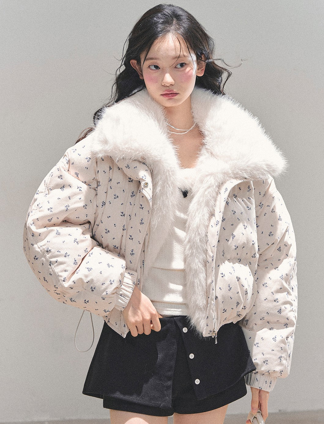 Thickened Warm Fur Short Down Jacket DIA0706