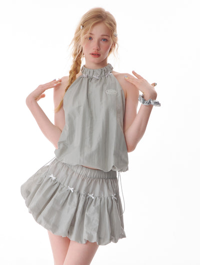 Bow Tie Drawstring Quick-drying Sleeveless Top ZIZ0121