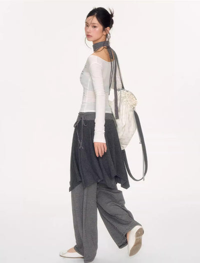 Love Lock Striped Irregular Skirt NEC0226