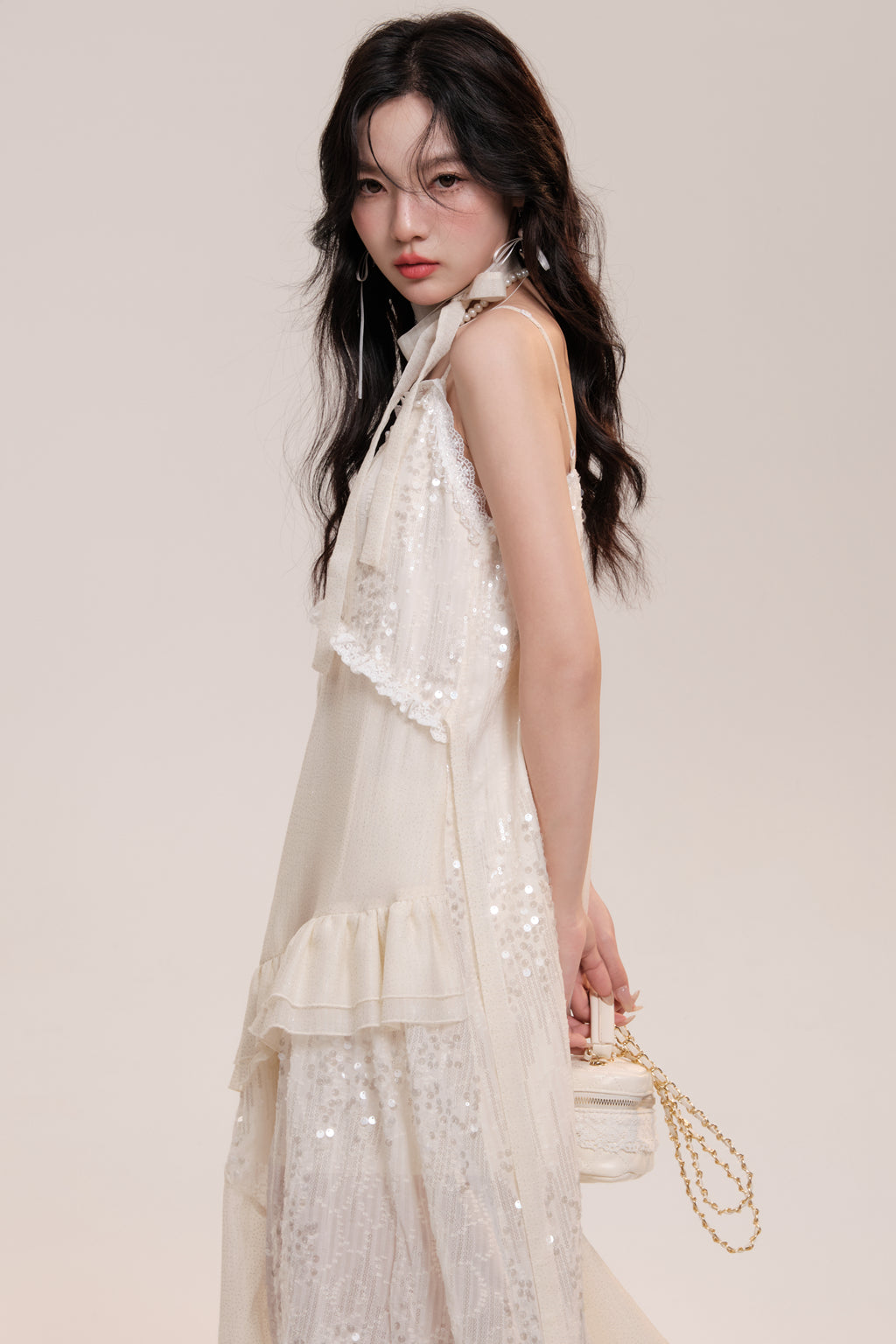 Moon Jasmine Sequined Suspender Long Dress AOO0003