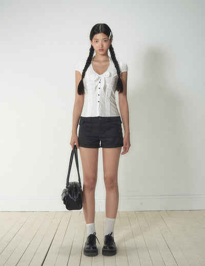 Retro Bow Slim Shirt SOO0004