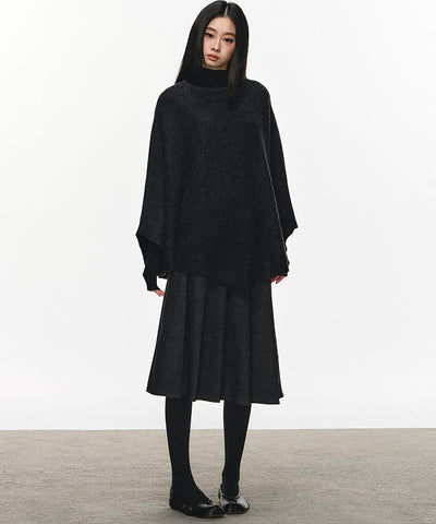 Gray High-waisted Pleated Midi Skirt ANA0114