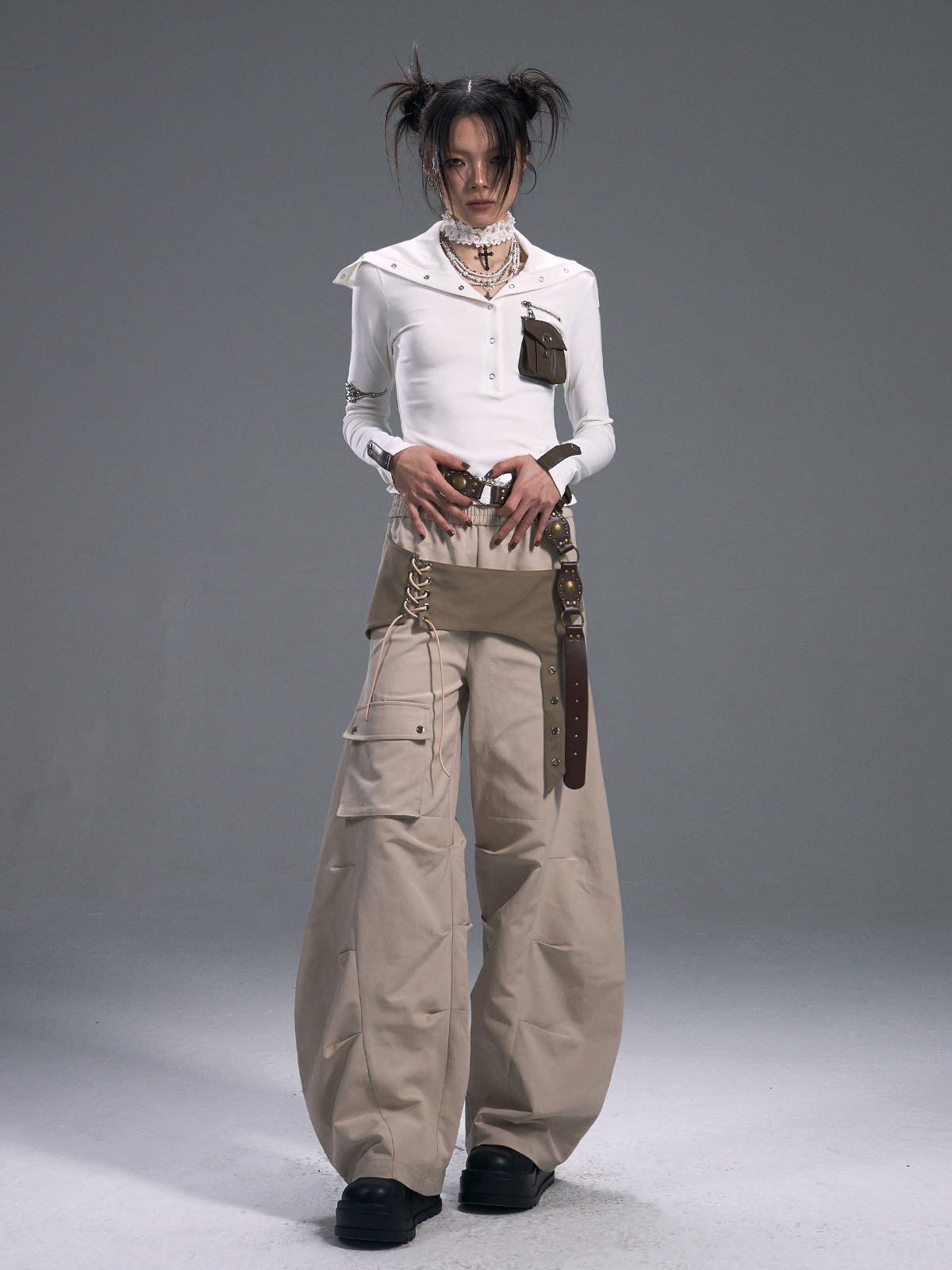 Casual Wide-leg Machete Pants FRU0093