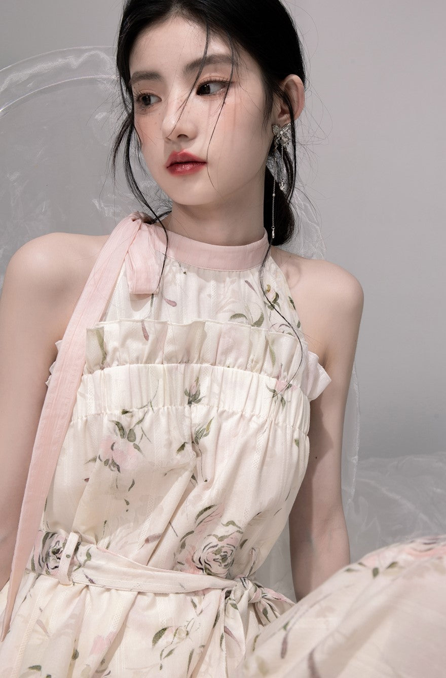 Rose Print One Shoulder Dress COT0323