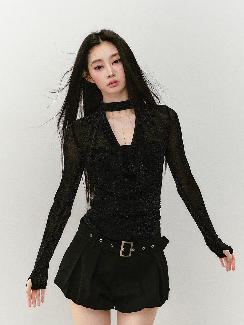 Chain Halter Choker Swing Collar Top VIA0333