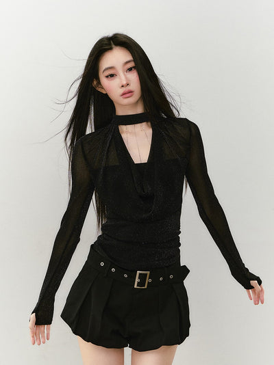Chain Halter Choker Swing Collar Top VIA0333