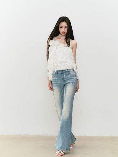 Waist Slim Retro Flared Jeans VIA0329