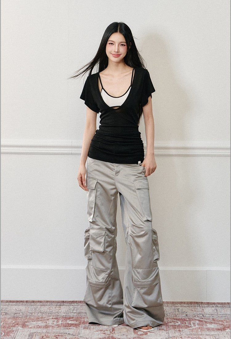 U-neck Loose Short-sleeved T-shirt AGM0176