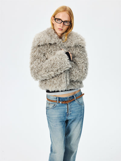 Large Lapel Eco-friendly Fur Short Coat CUR0266