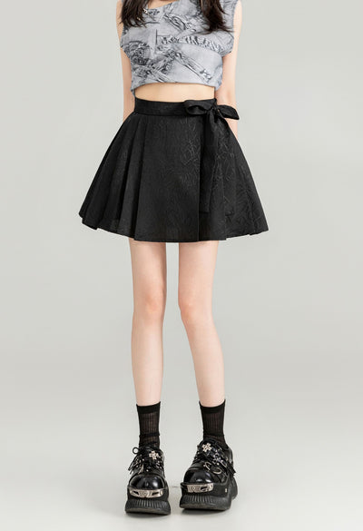 Dark Pattern Jacquard A-line Pleated Short Skirt KEI0081