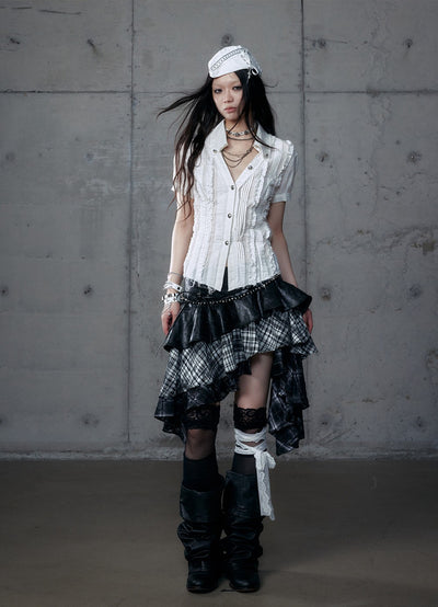Lace V-neck Long/Short Sleeve Shirt NOR0185
