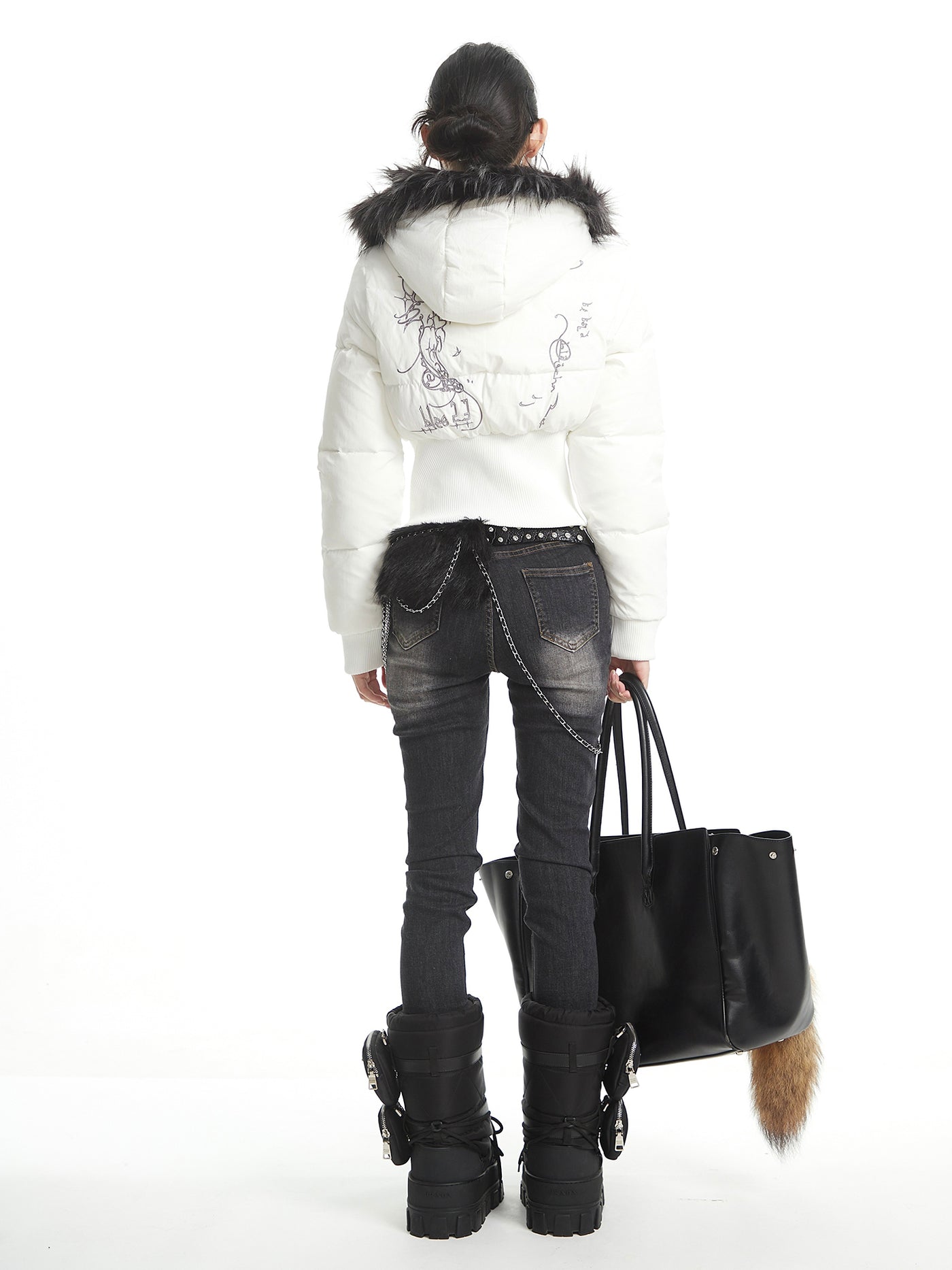 Stand Collar Hooded Short Down Jacket UNC0322