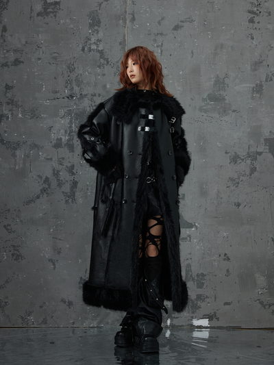 Dark Punk High-end Long Fur Coat FRU0052