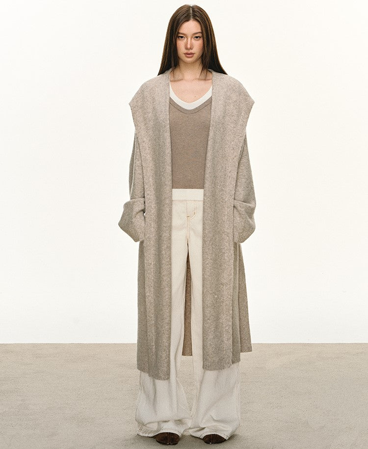 Relaxed Wool Hooded Long Cardigan ANA0093