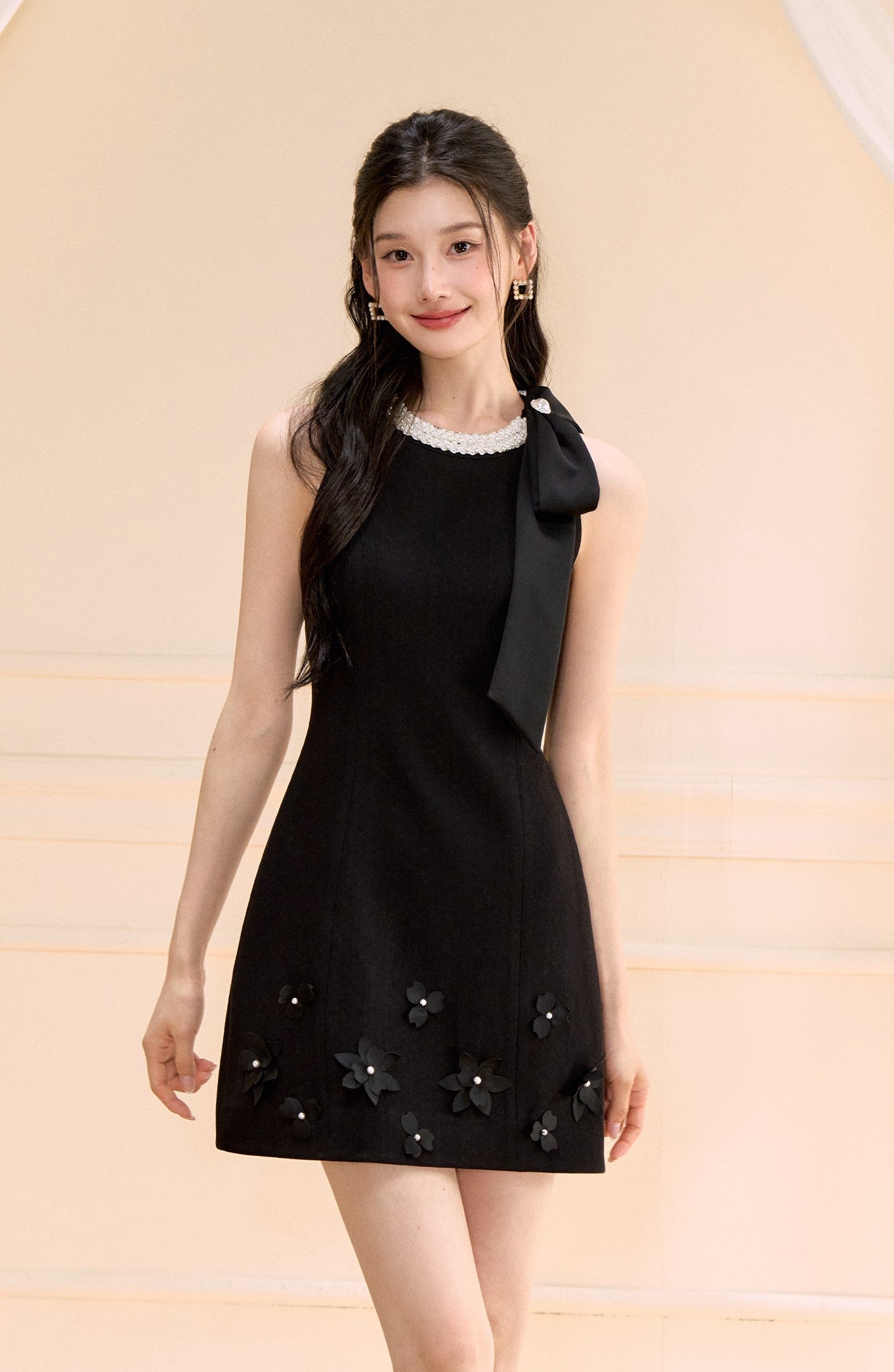 Bow A-line Sleeveless Dress OSH0176