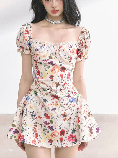 Lace Floral Slim Short Dress DIA0513