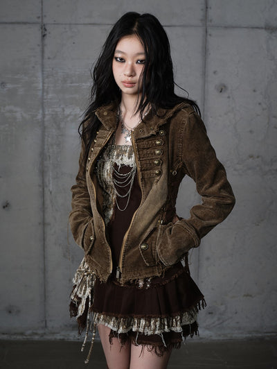 Corduroy Detachable Hooded Jacket NOR0201