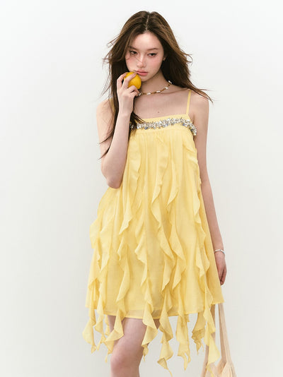 Beaded Flowing Sling Dress VIA0251