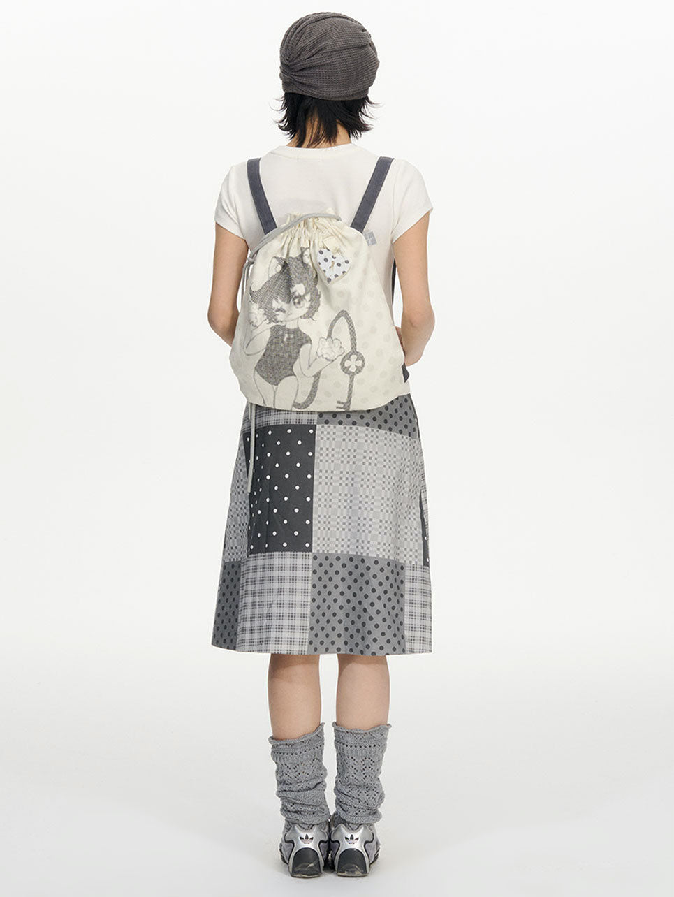 Polka Dot Plaid Print Skirt NEC0209