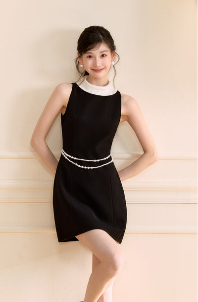 Black Waist Sleeveless Dress OSH0147