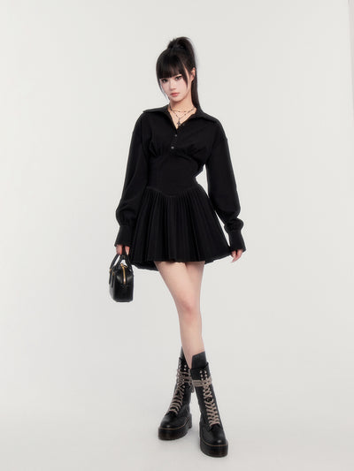 Backless Pleated Shirt Dress VOC0420
