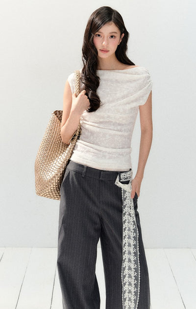 White Short-sleeved Lace T-shirt SHI0148
