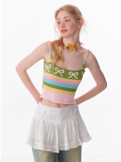 Colorful Striped Short Knitted Camisole ZIZ0111