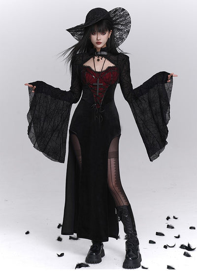 Spider Web Design Slit Strap Dress/Shawl LAD0241