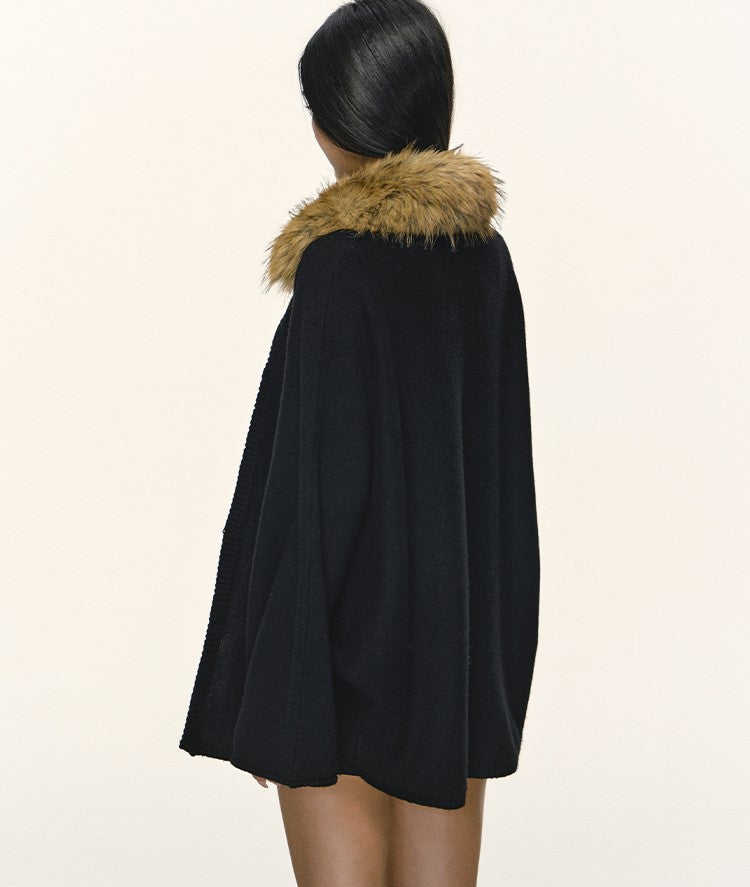 Eco-friendly Fur Collar Knitted Cardigan ANA0106