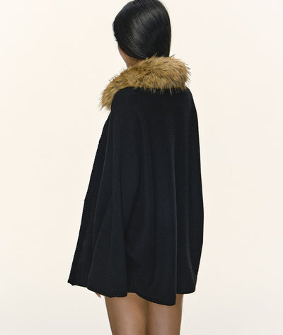 Eco-friendly Fur Collar Knitted Cardigan ANA0106