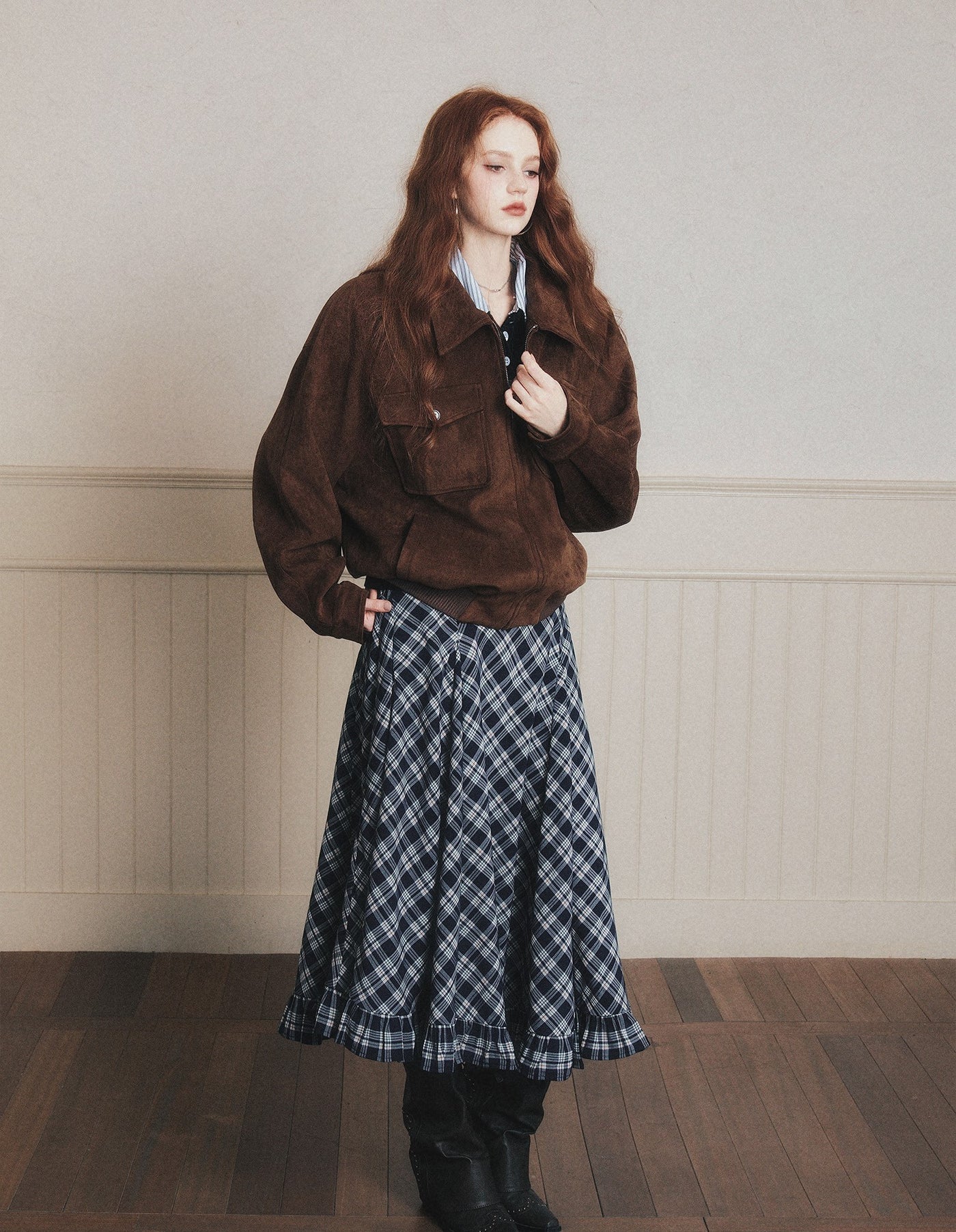 Retro Plaid Large Swing Skirt LUL0188