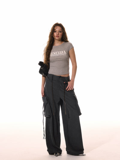 Bowknot Large Pocket Loose Casual Pants ACM0091