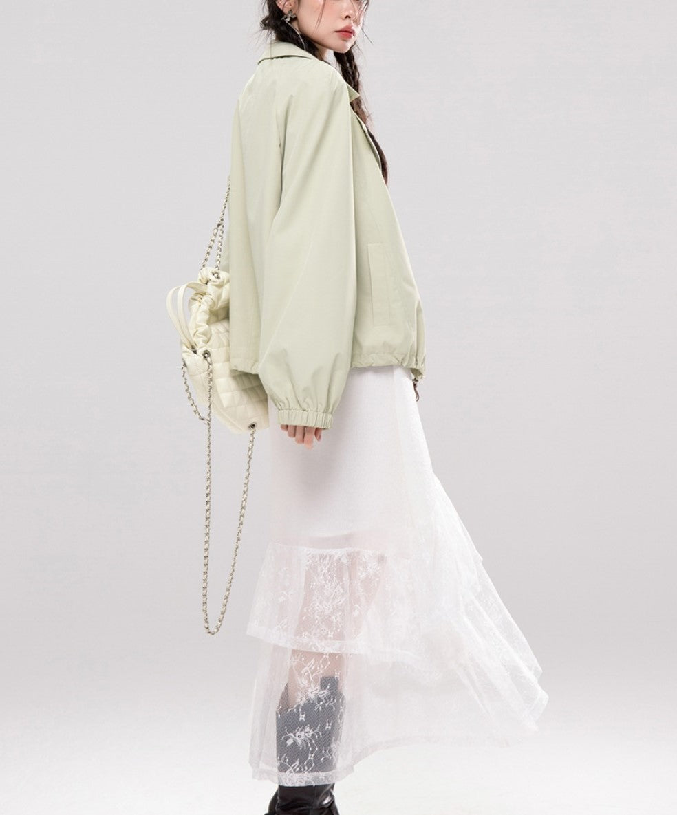 White Lace Irregular Layered Skirt COT0233