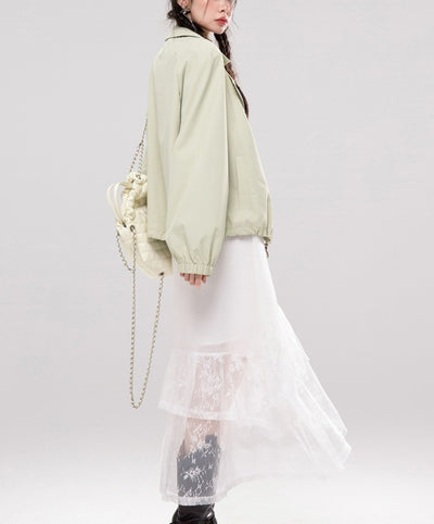 White Lace Irregular Layered Skirt COT0233