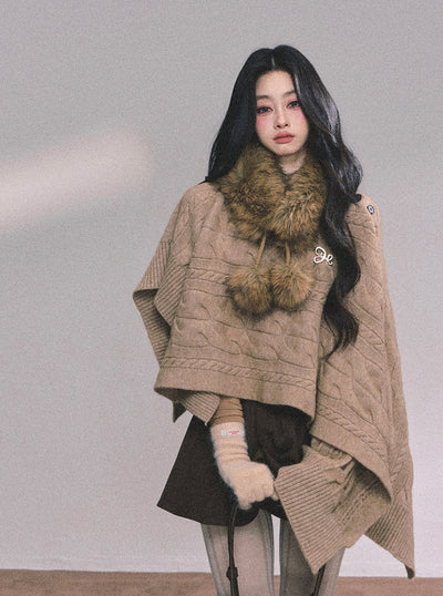 High-end French Knitted Cape DIA0617