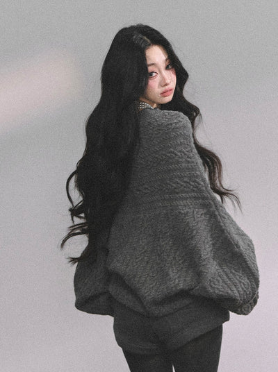 American One Shoulder Cable Sweater DIA0619