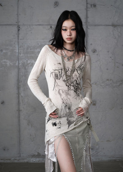 Punk Printed Slim V-Neck T-shirt NOR0204
