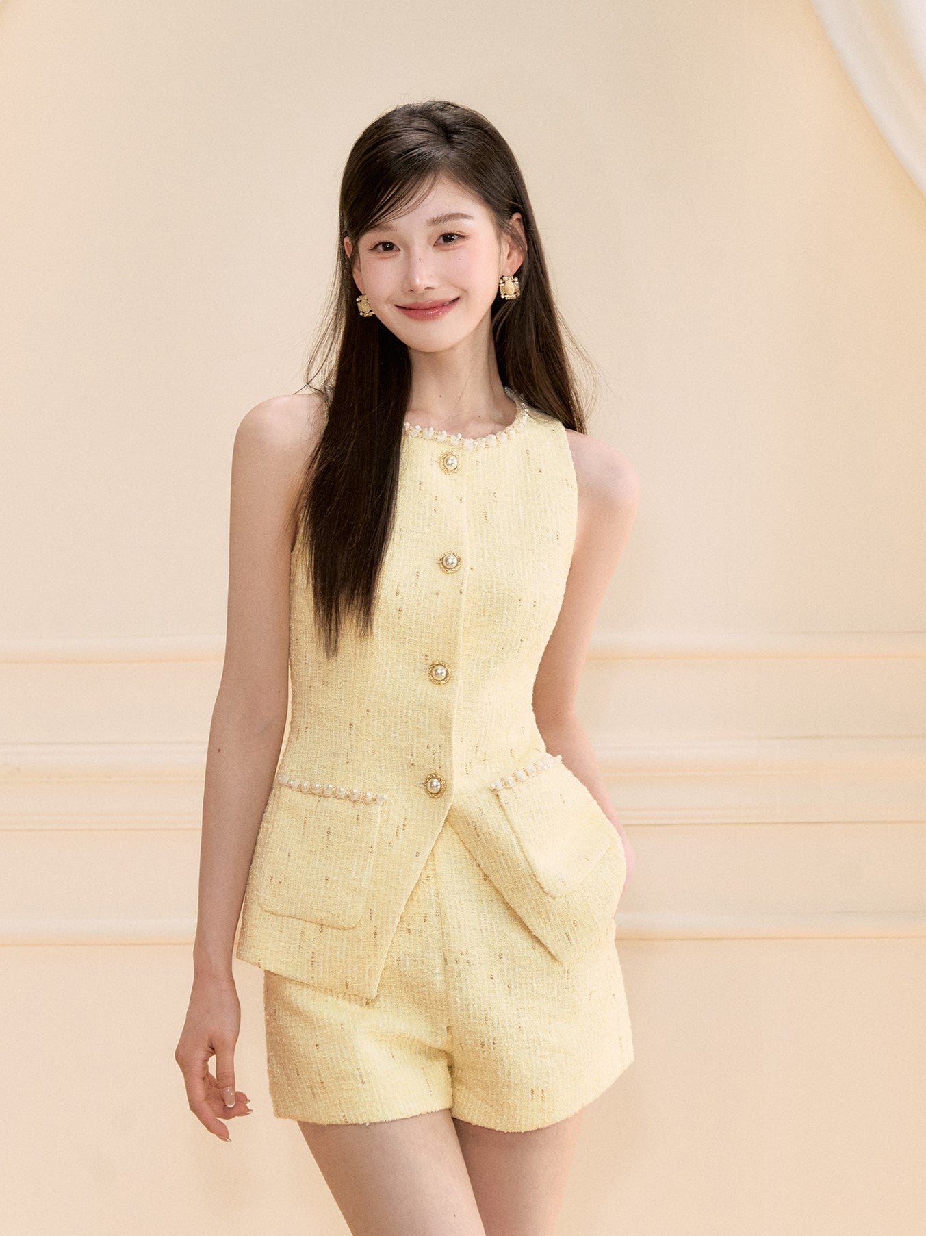 Beaded Sleeveless Vest/Shorts OSH0117
