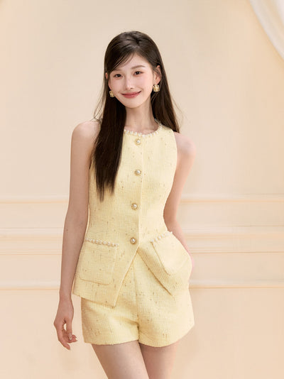 Beaded Sleeveless Vest/Shorts OSH0117