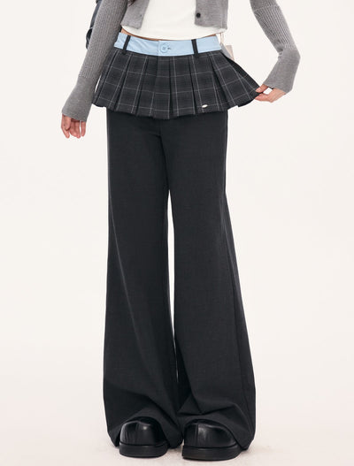 High-Waisted Design Plaid Skirt Flared Pants WEE0074