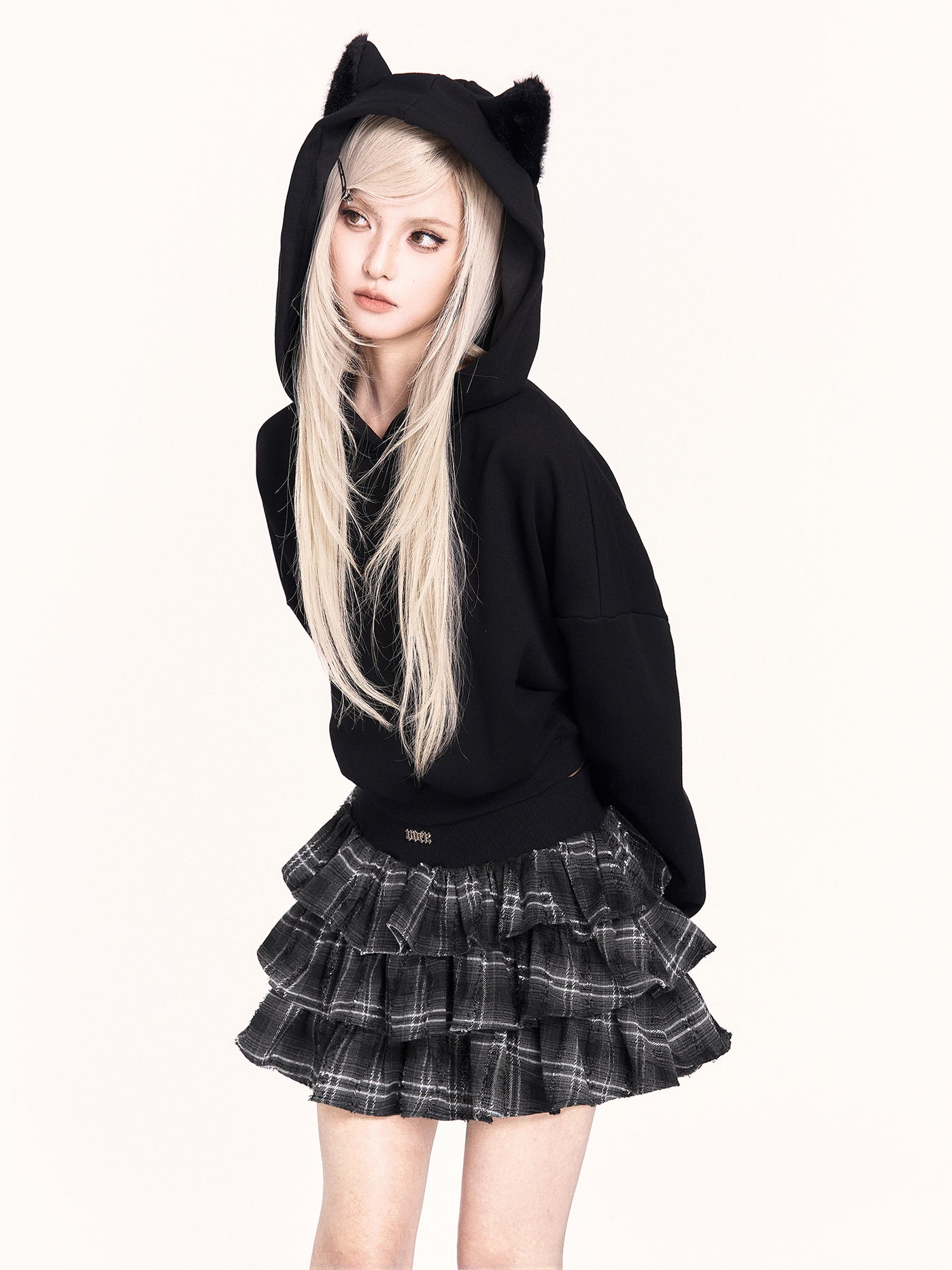 Plush Cat Ear Short Hooded Sweatshirt VOC0467