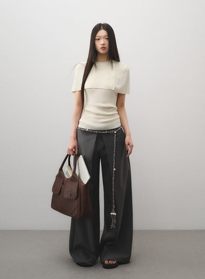 Lace Waist Straight Suit Pants LAL0177