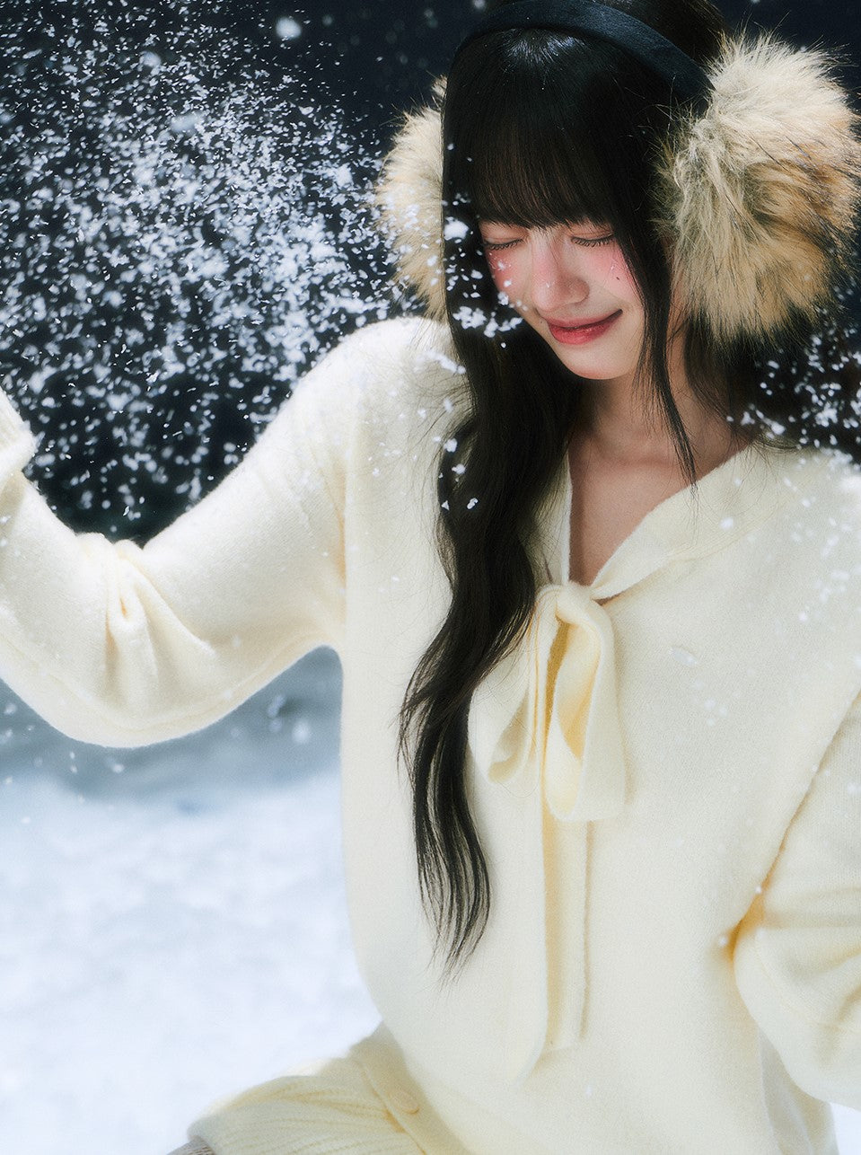 White French Style Bow Knitted Dress WEE0104